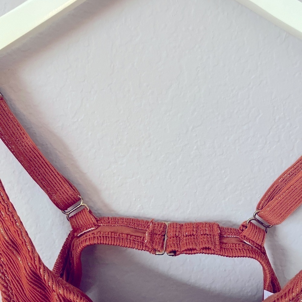 Rust Ribbed Women's bikini Top - Picture 4 of 6